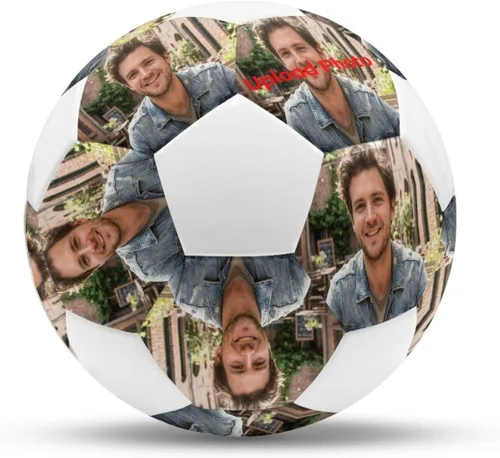 Vista 2 de Balón de fútbol personalizado, texto con nombre con foto, tamaño oficial 5, piel sintética, entrenamiento de fútbol para regalo deportivo