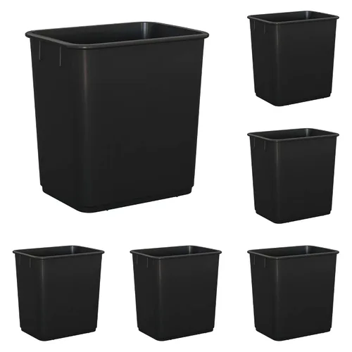 Vista 17 de Cubo de basura rectangular beige de 13 cuartos de galón / 3 galones para dormitorio, oficina, baño, se adapta debajo del escritorio