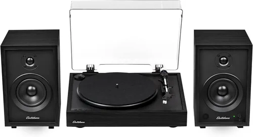 Vista 10 de Electrohome Montrose Record Player Stereo System, 4" Bluetooth Powered Bookshelf Speakers, Belt-Drive Bluetooth Turntable with Audio-Technica Teak
