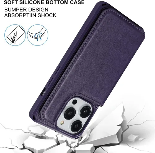 Vista 6 de Cavor Funda para iPhone 14 Pro Max con Tarjetero, Funda Cartera para iPhone 14 Pro Max para Mujeres y Hombres, Soporte de Tarjetas de Crédito