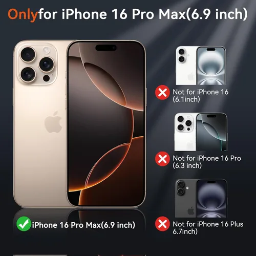 Vista 7 de Fin2feel Funda para iPhone 16 Pro Max con soporte magnético y protector de pantalla, protección militar contra caídas de 12 pies, compatible