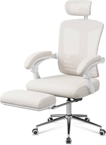 Vista 12 de DEVAISE Silla de escritorio ergonómica de malla, soporte lumbar ajustable separado, cojín grande, reposabrazos abatibles, inclinación oscilante