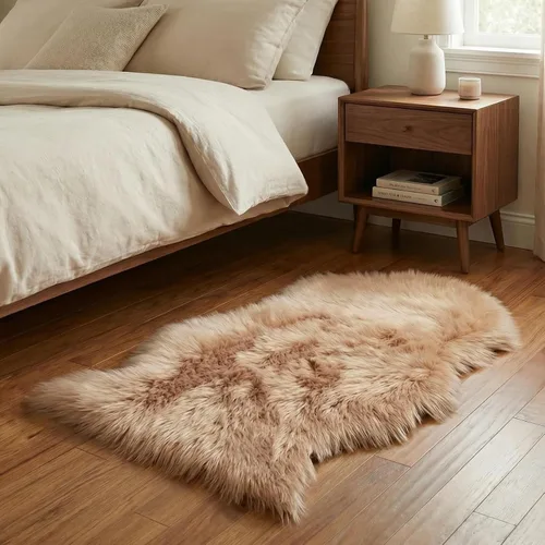 Vista 5 de duduta - Alfombra de pelo sintético de lana de oveja beige 2x3 pies, suave y esponjosa, funda para silla de pelo mullido, alfombra pequeña