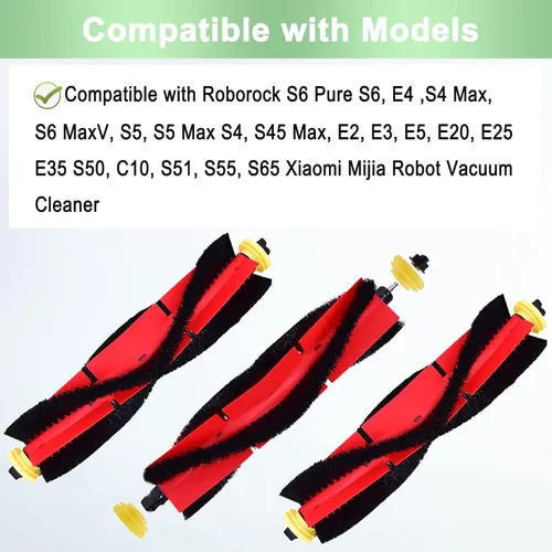 Vista 2 de Paquete de 3 piezas de repuesto de cepillos principales Roborock - Compatible con Roborock S6 Pure, S6 MaxV, E4, S4 Max, S5, S5 Max, S4, E2, E3, E5