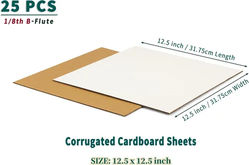 Vista 3 de Corrugated Cardboard Sheet, LP Insert Pad, 12.5x12.5 inch, 25-PCS for 12" Vinyl Record Shipping, Mailing, Packaging, DIY Crafts, Art, 1/8" Thick