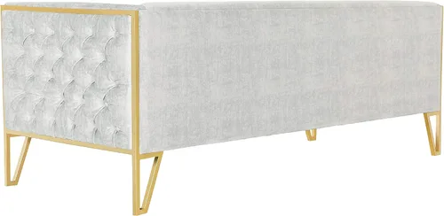 Vista 8 de Manhattan Comfort Vector - Sofá de terciopelo de 81.5 pulgadas para sala de estar, acolchado de espuma, tapicería con botones, marco de acero
