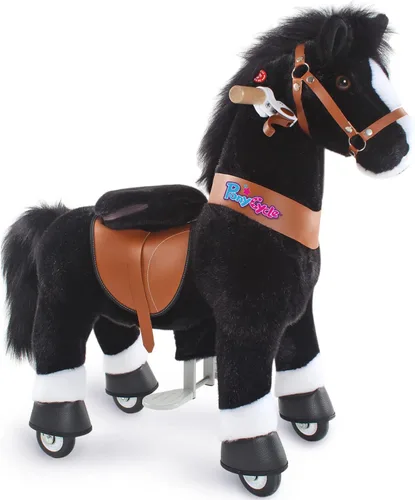 PonyCycle Caballo de paseo para niños pequeños de 3 a 4 años con freno, sin batería (30 pulgadas de altura/tamaño 3 modelo clásico U) poni mecánico