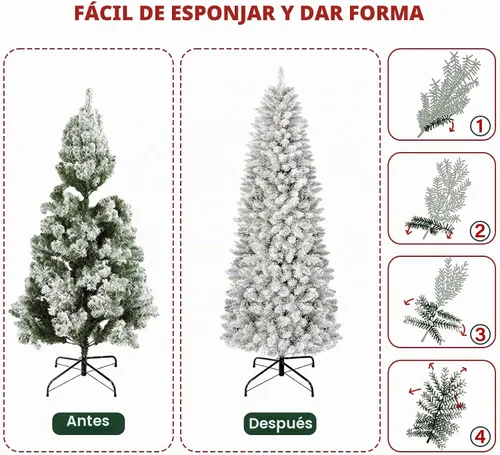 Vista 7 de Hykolity Árbol de Navidad flocado delgado preiluminado de 7.5 pies con 240 Doble color flocado