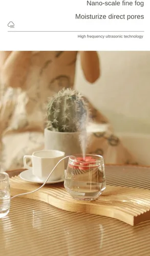 Vista 7 de Humidificador pequeño USB 2 paquetes de humidificador portátil creativo de flores, fácil de usar, mini silencioso de plástico para el hogar