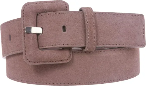 Vista 4 de Cinturón de cuero de gamuza con bordes de costura de 1 1/2" pulgadas Negro