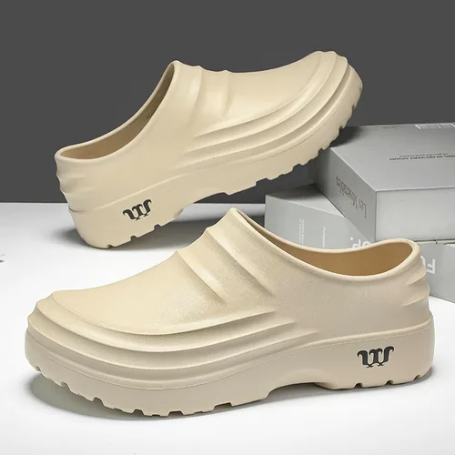 Vista 2 de Zapatos de cocina antideslizantes para hombres y mujeres, resistentes al aceite, impermeables, con suela de goma antideslizante, cómodos zuecos
