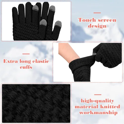 Vista 3 de Coume 4 pares de guantes de punto para pantalla táctil de invierno para niños