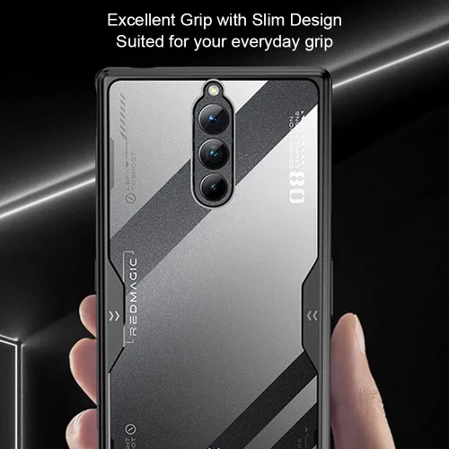 Vista 6 de QUIETIP Funda para Red Magic 8 Pro / 8S Pro con protector de pantalla, parte trasera dura transparente de policarbonato a prueba de golpes, borde