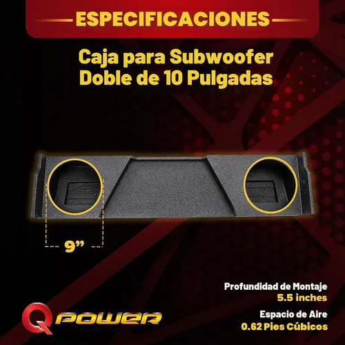 Vista 3 de QPower - Carcasa doble de subwoofer Downfire de 12 pulgadas, subcaja Q-Bomb compatible con Chevy Silverado XCab y GMC Sierra XCab 2007-2013