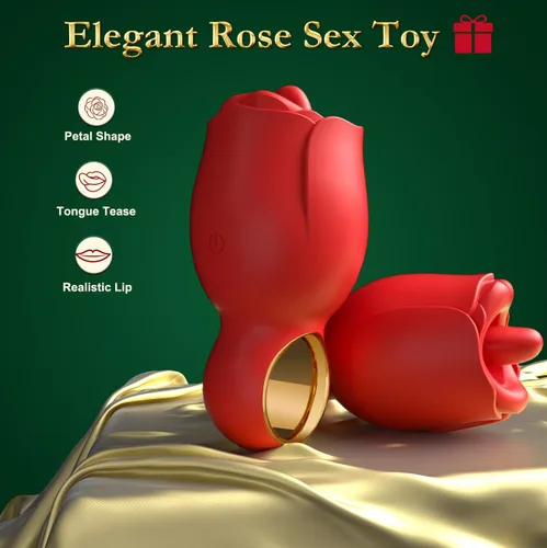 Vista 5 de Vibrador juguetes sexuales para adultos, juguete sexual de rosa con lengua de lamer girada de 360°, juguetes sexuales femeninos con asa, juguetes