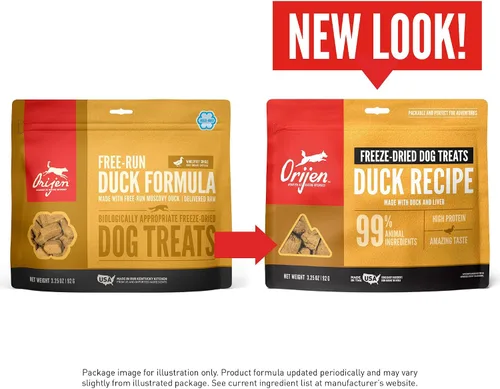 Vista 6 de ORIJEN Golosinas para perros con receta de pato liofilizado, 3.25 onzas