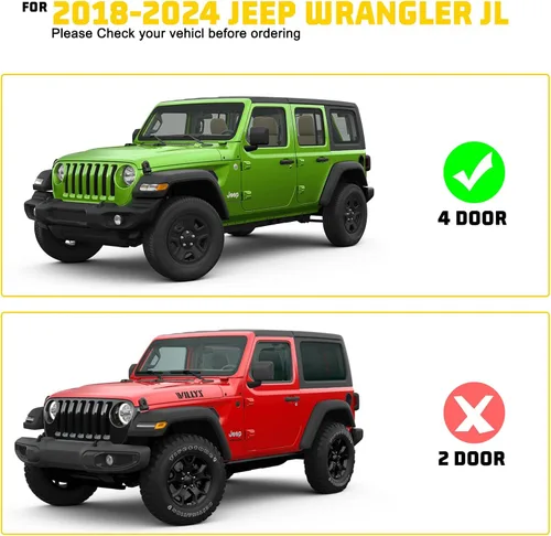 Vista 6 de Estribos laterales compatible con Jeep 2018-2025 Wrangler JL JLU Unlimited 4 puertas, solo 4 puertas, color negro mate con recubrimiento en polvo