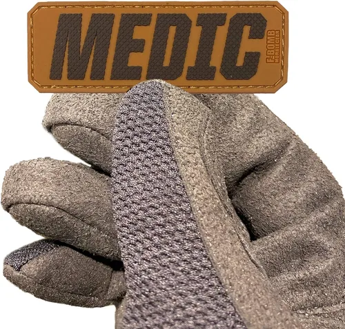 Vista 2 de Medic - Parche de identificación de PVC con respaldo de gancho y bucle (árido, pequeño)