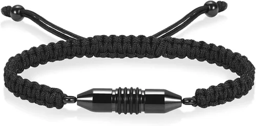 Vista 8 de Hearbeingt Pulsera de urna de cremación para cenizas de cuerda ajustable, pulsera cilíndrica para cenizas para hombres y mujeres, pulsera