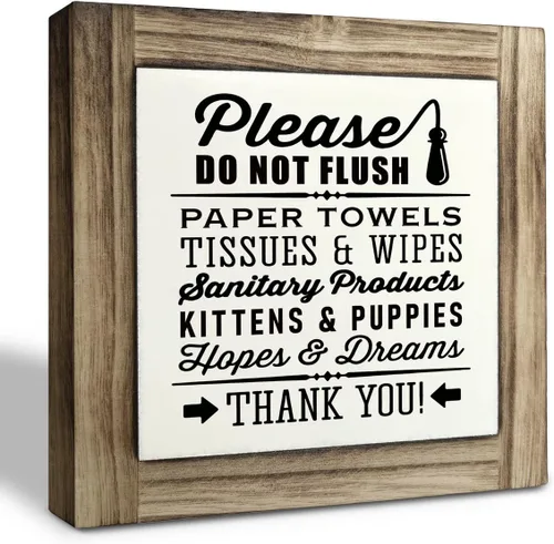 Vista 18 de Divertida Placa de Madera para Baño, So Fresh So Clean, Placas de Madera Box Decoración de Escritorio 5.9×5.9×0.7 pulgadas, Letreros Pequeños
