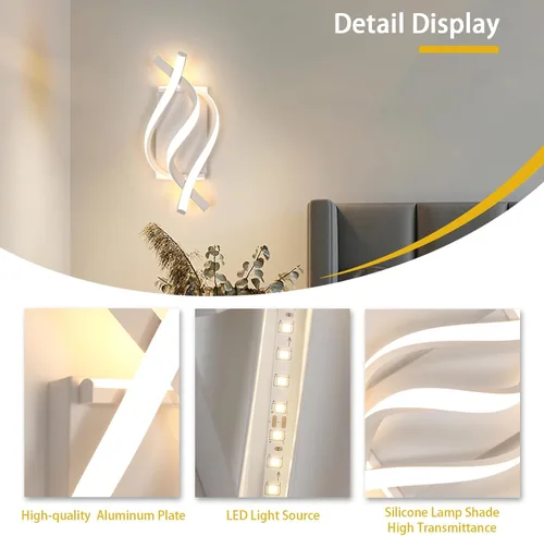 Vista 5 de Aplique de pared, apliques LED de 21 W, iluminación de pared para interiores, luces de pared para dormitorio, sala de estar, restaurante, pasillo