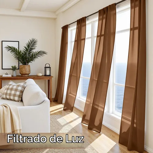 Vista 4 de MIULEE Cortinas traslúcidas marrón oscuro de 96 pulgadas de largo, 4