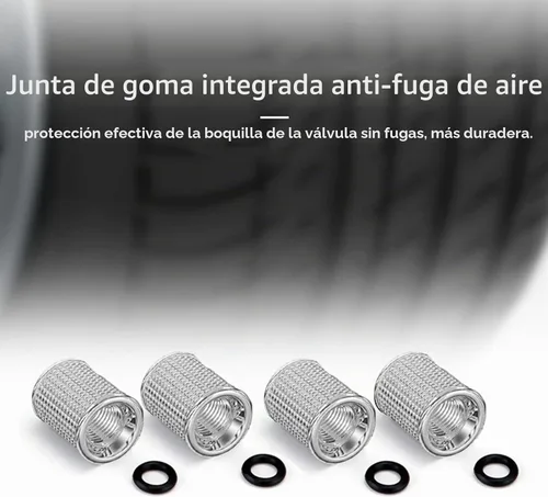 Vista 5 de 4 tapas de vástago de válvula de neumático de metal con bandera de Plateado