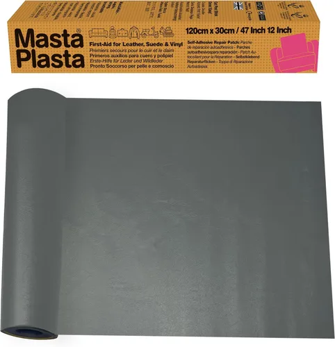 Vista 9 de MASTAPLASTA Cinta de reparación de cuero original, color gris claro, 59.1 x 3.9 in, calidad de tapicería, parche de reparación de cuero rápido y I