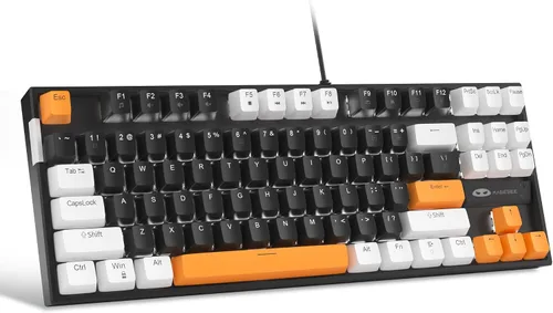 Vista 14 de MageGee - Teclado mecánico para juegos 75%, con interruptor rojo, retroiluminación LED azul, 87 teclas, teclado compacto TKL con cable