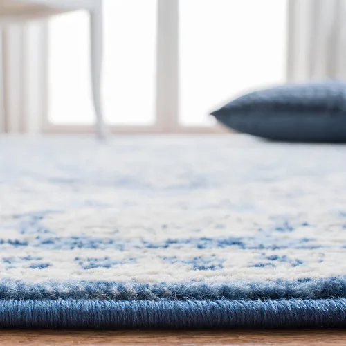 Vista 5 de Safavieh - Alfombra de 2 x 4 pies de la colección Brentwood color marfil y azul marino, alfombra que no suelta pelusas con diseño desgastado