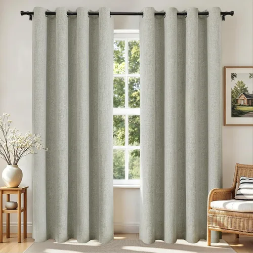 Vista 16 de Joydeco Cortinas opacas de 84 pulgadas de largo, 2 paneles burg, cortinas de oscurecimiento de habitación para dormitorio, cortinas térmicas Negro