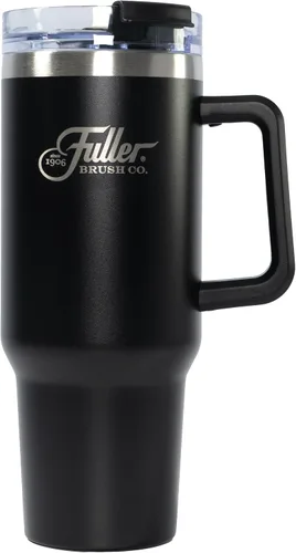 Vista 2 de Fuller Brush Vaso de acero inoxidable con asa, 40 onzas, sin bisfenol A, con aislamiento de doble pared, mantiene las bebidas calientes o frías