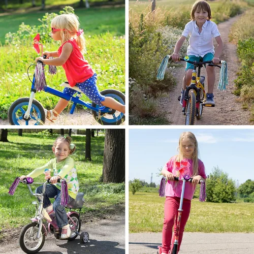 Vista 5 de Campana de bicicleta para niños con 2 piezas de serpentinas de bicicleta para niñas, lindos accesorios para bicicletas de niños Cute Aluminum