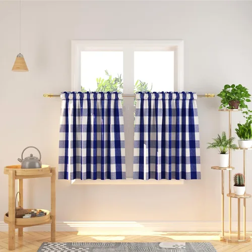 Vista 206 de Cenefas de cortina para ventana de 16 pulgadas de largo, 2 paneles de cuadros búfalo, cortinas pequeñas con bolsillo para barra, estilo clásico
