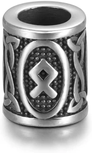 Vista 13 de 5 cuentas vikingas de acero inoxidable, cuentas espaciadoras de metal, cuentas espaciadoras de agujero grande, cuentas de tubo de plata antigua