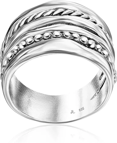 Vista 5 de JEAN RACHEL JEWELRY Anillo de plata de ley 925 Cuerda ancha de múltiples hebras y cuentas de diseño vintage, hipoalergénico, sin plomo ni níquel