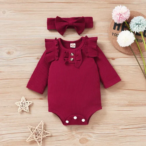 Vista 3 de Aalizzwell Conjunto de mameluco acanalado para bebés y niñas prematuros, para otoño e invierno