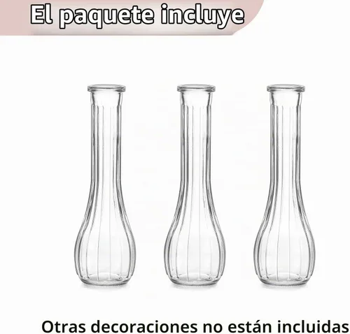 Vista 7 de NUPTIO Glass Bud Vases Centerpiece Bulk, 8.5" Tall, Clear, Set of 3