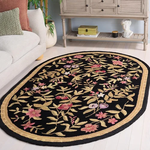 Vista 22 de SAFAVIEH Chelsea Collection - Alfombra decorativa de 1 pies 8 pulgadas x 2 pies 6 pulgadas, color negro, lana de campo francesa enganchada a mano