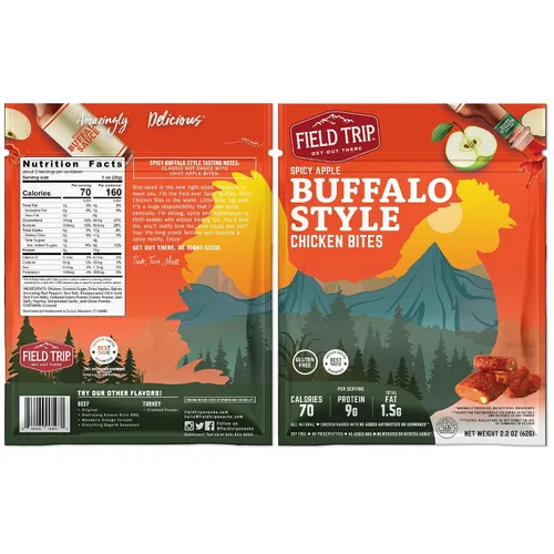 Vista 2 de Field Trip Bocaditos de carne seca de pollo, totalmente naturales y sin gluten, bocadillos saludables aptos para dieta keto y paleo, bajos