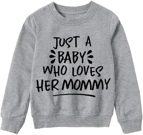 Vista 6 de Conjunto de sudadera de manga larga para mamá y mí con diseño de corazón para el día de San Valentín, para mamá y yo, sin botones, A#gris