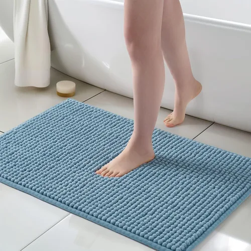 Vista 24 de FRESHMINT Alfombra de baño de felpilla gruesa y grumosa, 17"x24", alfombrilla de baño antideslizante, accesorio decorativo suave, linda alfombrilla