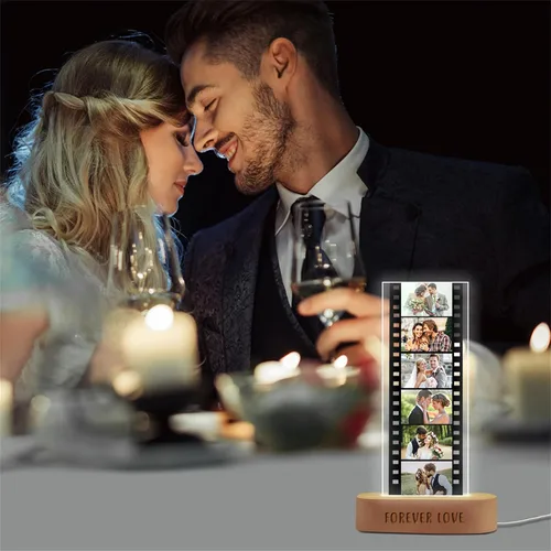 Vista 6 de Tira de fotos personalizada con marco de fotos de 1 a 6 imágenes, marco de fotos personalizado, adornos de cámara de memoria acrílica, rollo