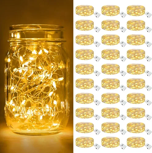 Vista 34 de btfarm - Paquete de 6 luces de hadas con pilas, luces parpadeantes con 3 modos