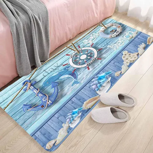 Vista 12 de LYFANS Alfombras de baño de espuma de esponja absorbente suave para baño y cocina (23.5 x 59 pulgadas), tapete de franela antideslizante brillante