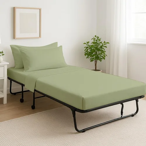 Vista 10 de Cottingon Juego de 4 sábanas para cama de campaña de 25"x75", 100% algodón egipcio, perfectas para camas plegables, individual estrecho, camping