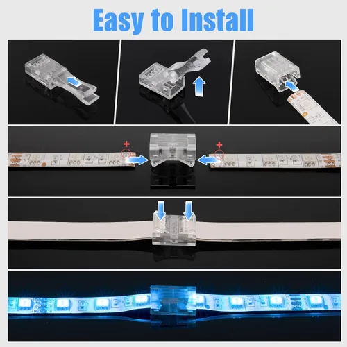Vista 9 de Conectores de tira LED de 4 pines y tira al puente del controlador para 0.394 in de ancho 2835 5050 LED RGB tira de luz