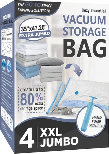 Vista 17 de Cozy Essential Vacuum Storage Bags, 80% Compression Vacuum Seal Space Saver Plastic Packaging Bags for Clothes, Blankets, Pillow, Bedding