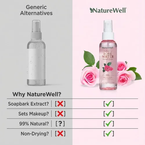 Vista 7 de NATURE WELL Rose Water - Tóner facial hidratante para piel húmeda y radiante, refrescante, acondicionador, calmante, hidratante, perfecto