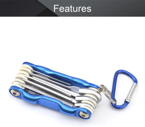 Vista 3 de Utoolmart Juego de llaves hexagonales, juego de llaves Allen 8 en 1, herramienta de reparación de llaves combinadas plegables para tornillo